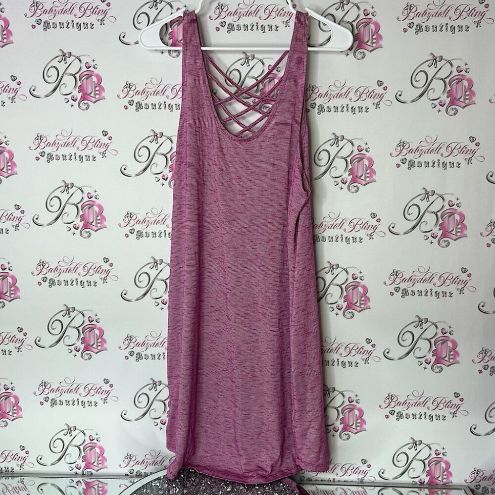 Steve Madden dress Pink white strappy criss cross Sleeveless stripes flowy